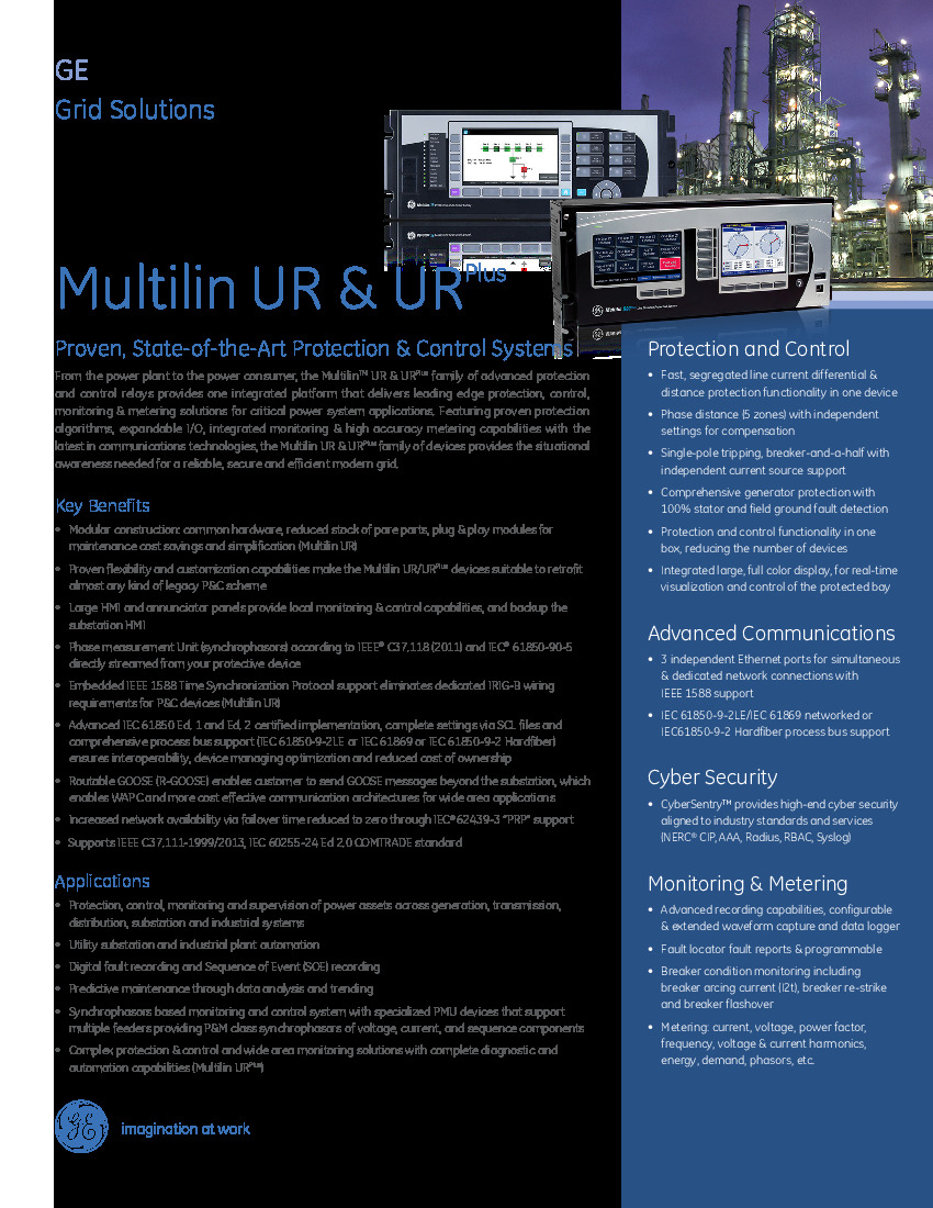First Page Image of UR-8AH GE UR and UR Plus Universal Relays Manual.pdf